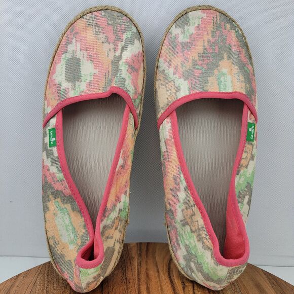 Sanuk Womens Size 10 Red Boho Sun Fade Print Mya Espadrille Flats Shoes - Picture 5 of 7